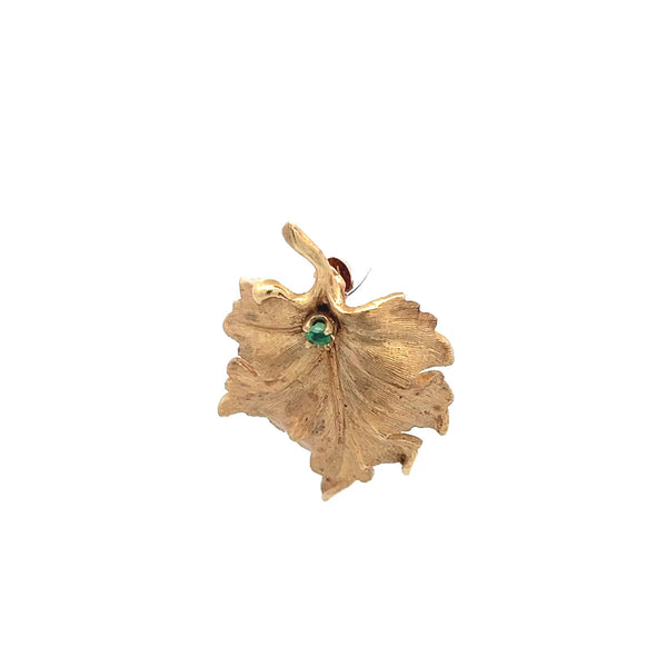 Tiffany & Co 0.03 Carat Round Brilliant Emerald 14 Karat Yellow Gold Pin Brooch