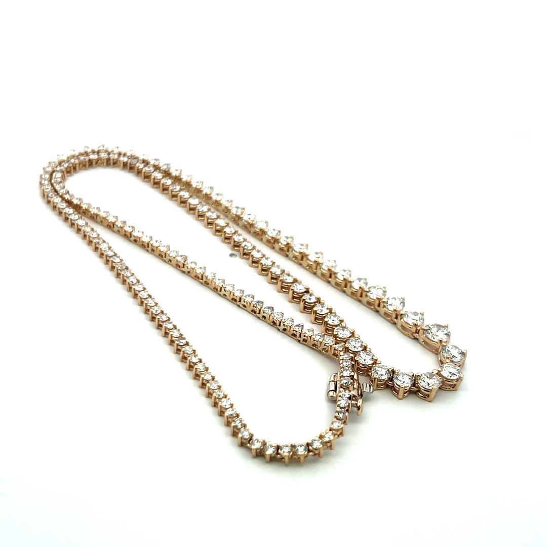 9.75ct Round Brilliant Diamond Riviera Necklace in 14K Yellow Gold (F VS)