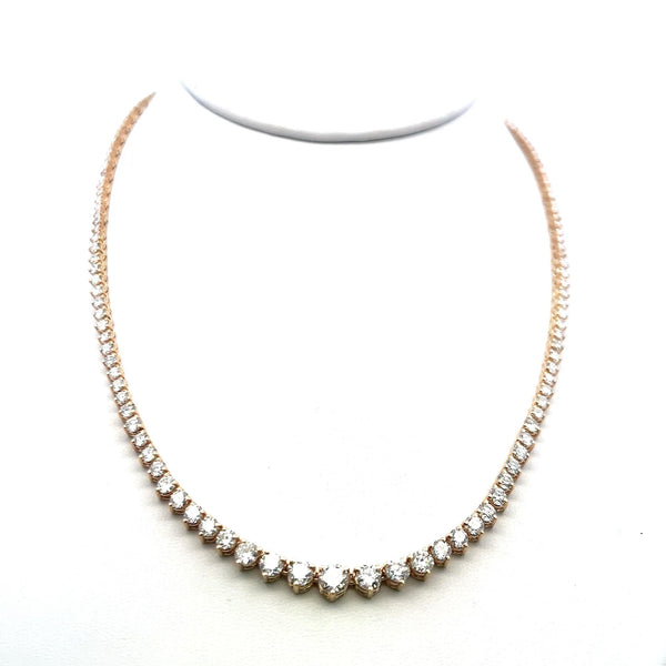 9.75ct Round Brilliant Diamond Riviera Necklace in 14K Yellow Gold (F VS)