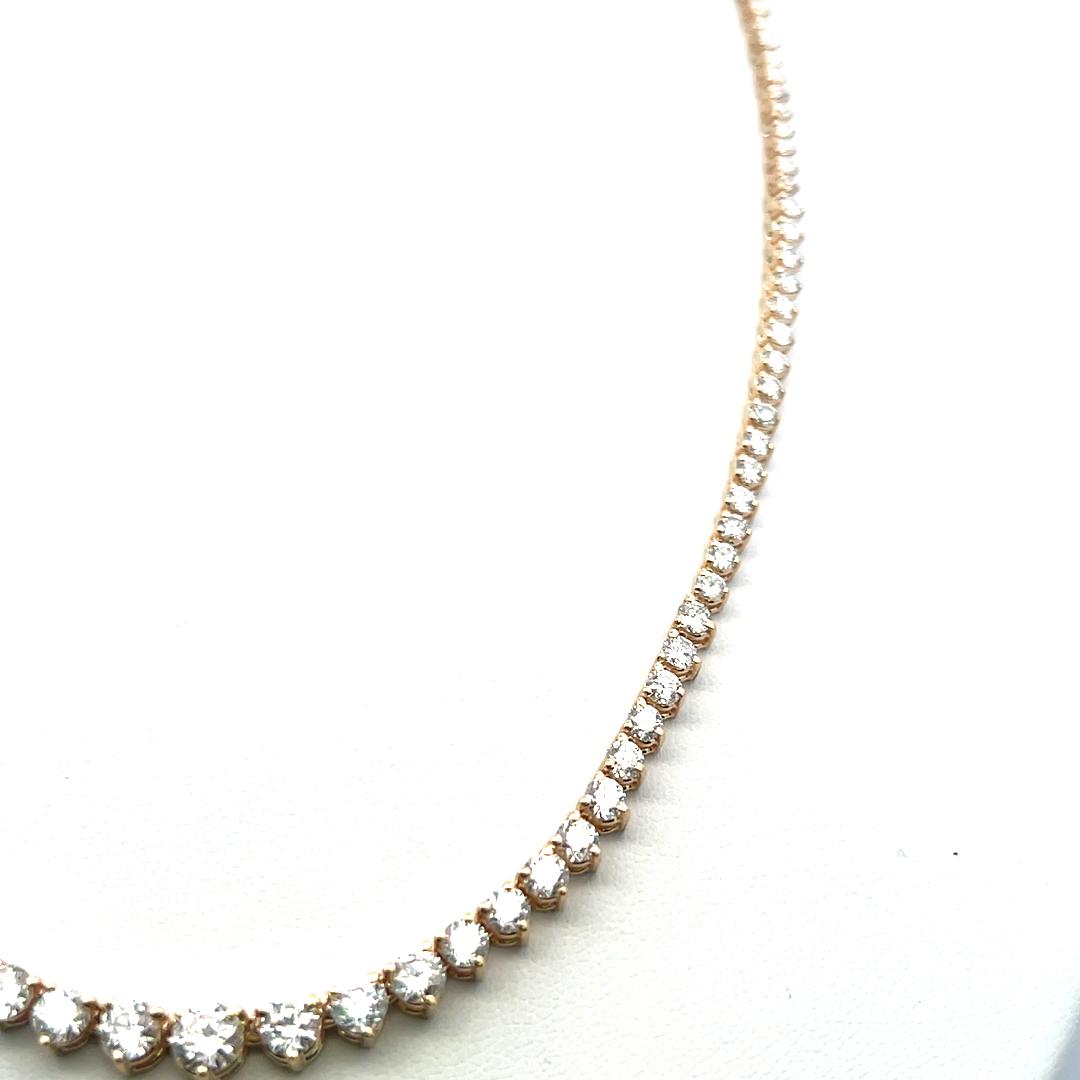 9.75ct Round Brilliant Diamond Riviera Necklace in 14K Yellow Gold (F VS)