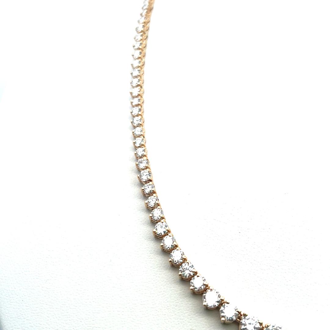 9.75ct Round Brilliant Diamond Riviera Necklace in 14K Yellow Gold (F VS)
