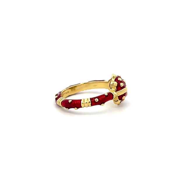 Hidalgo 18K Yellow Gold Enamel Ladybug Cocktail Ring with Signature Detailing