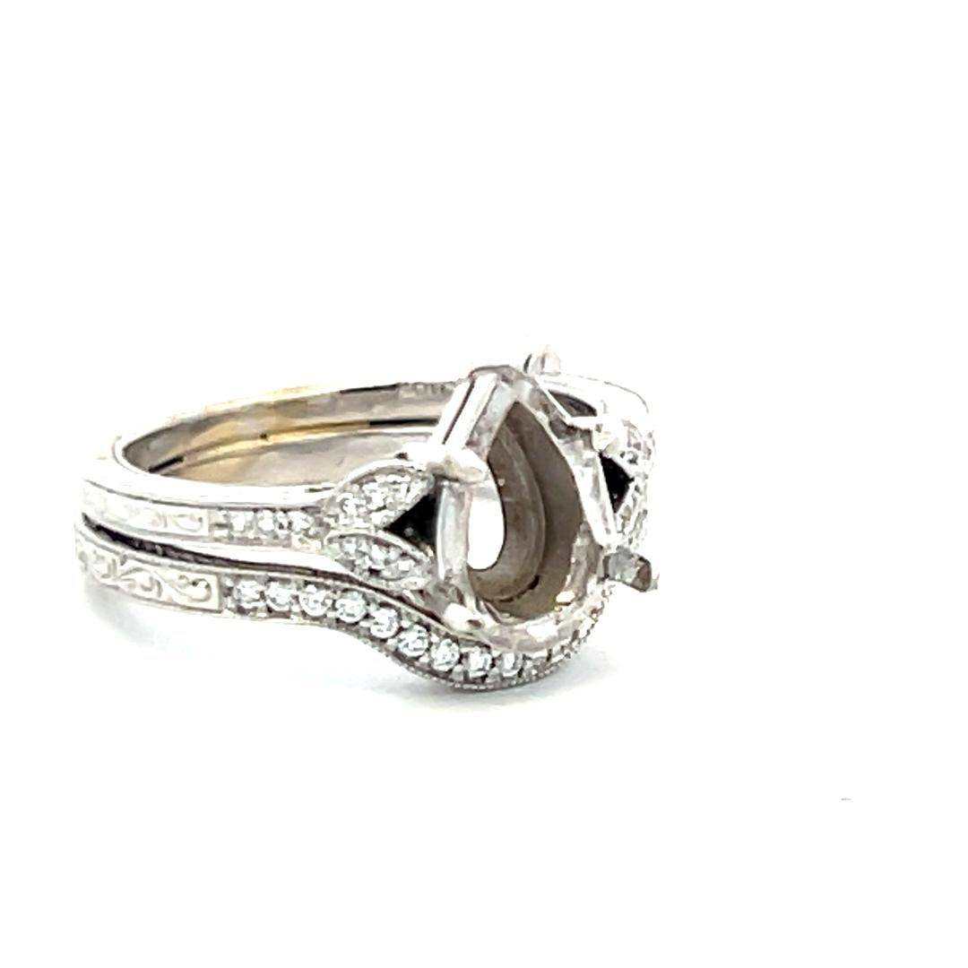0.20 Carat Round Brilliant H SI Diamond 14 Karat White Gold Semi Mount Ring