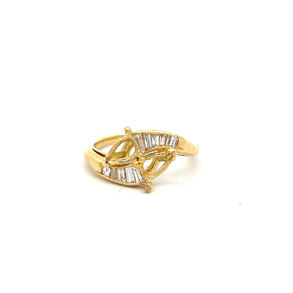 0.50 Carat Baguette Shape G VS Diamond 18 Karat Yellow Gold Semi Mount Ring