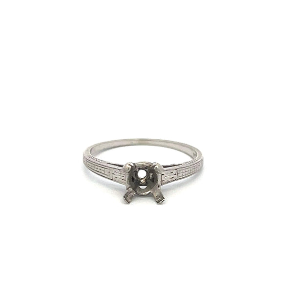 Vintage 2.50 Grams Platinum Semi Mount Ring Size 7 Holds 0.75 Carat Stone