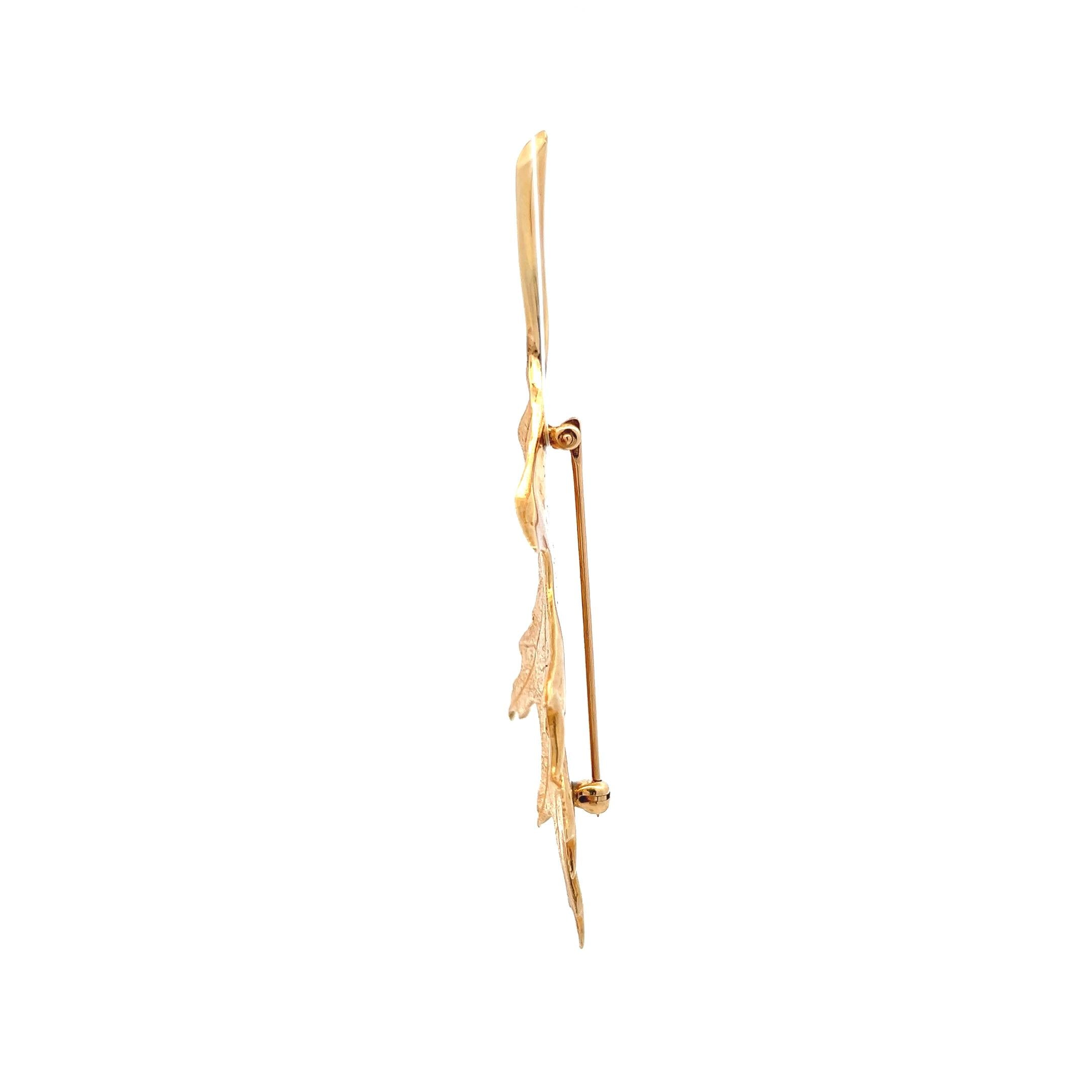Tiffany & Co Vintage 11.30 Grams 14 Karat Yellow Gold Leaf Pin Brooch
