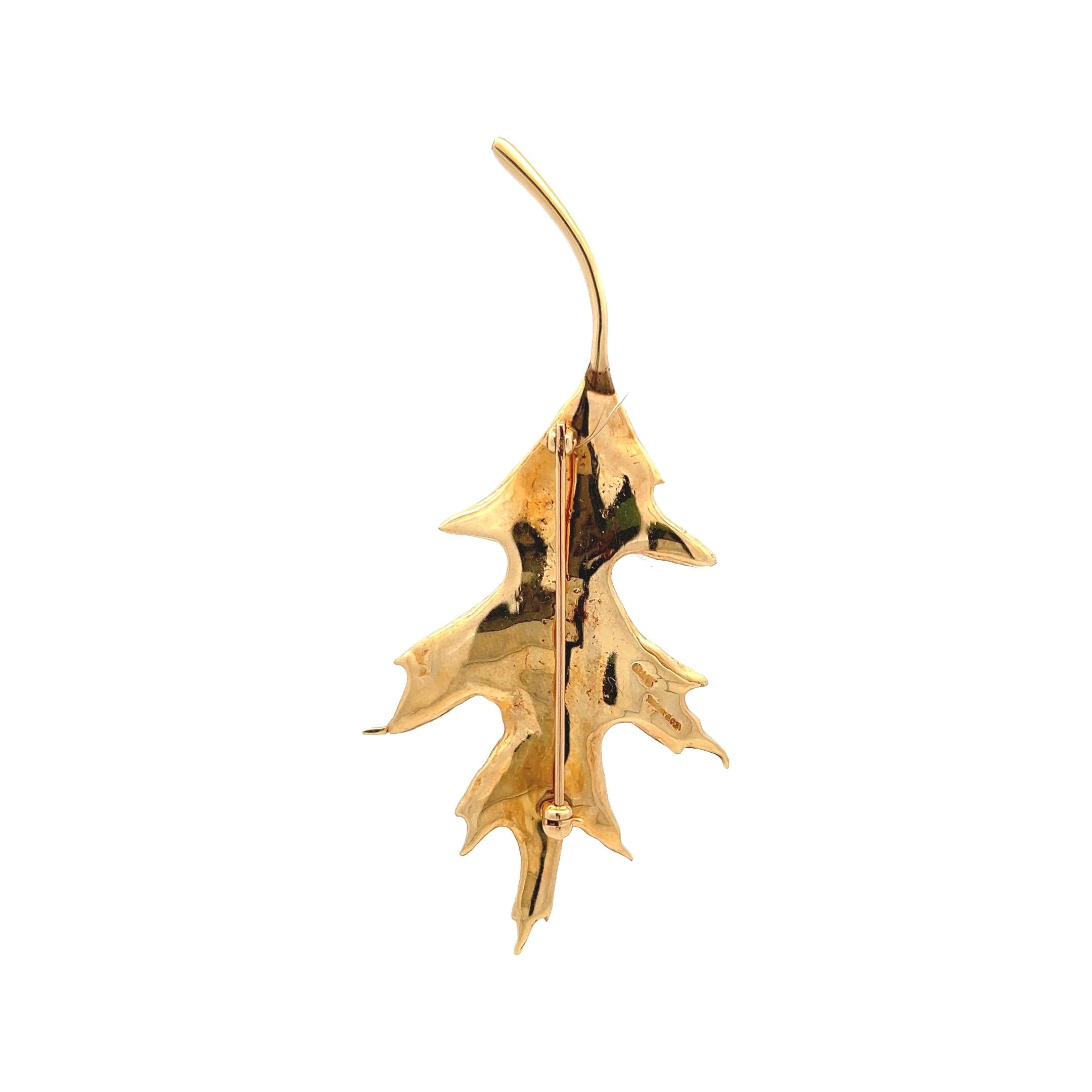 Tiffany & Co Vintage 11.30 Grams 14 Karat Yellow Gold Leaf Pin Brooch