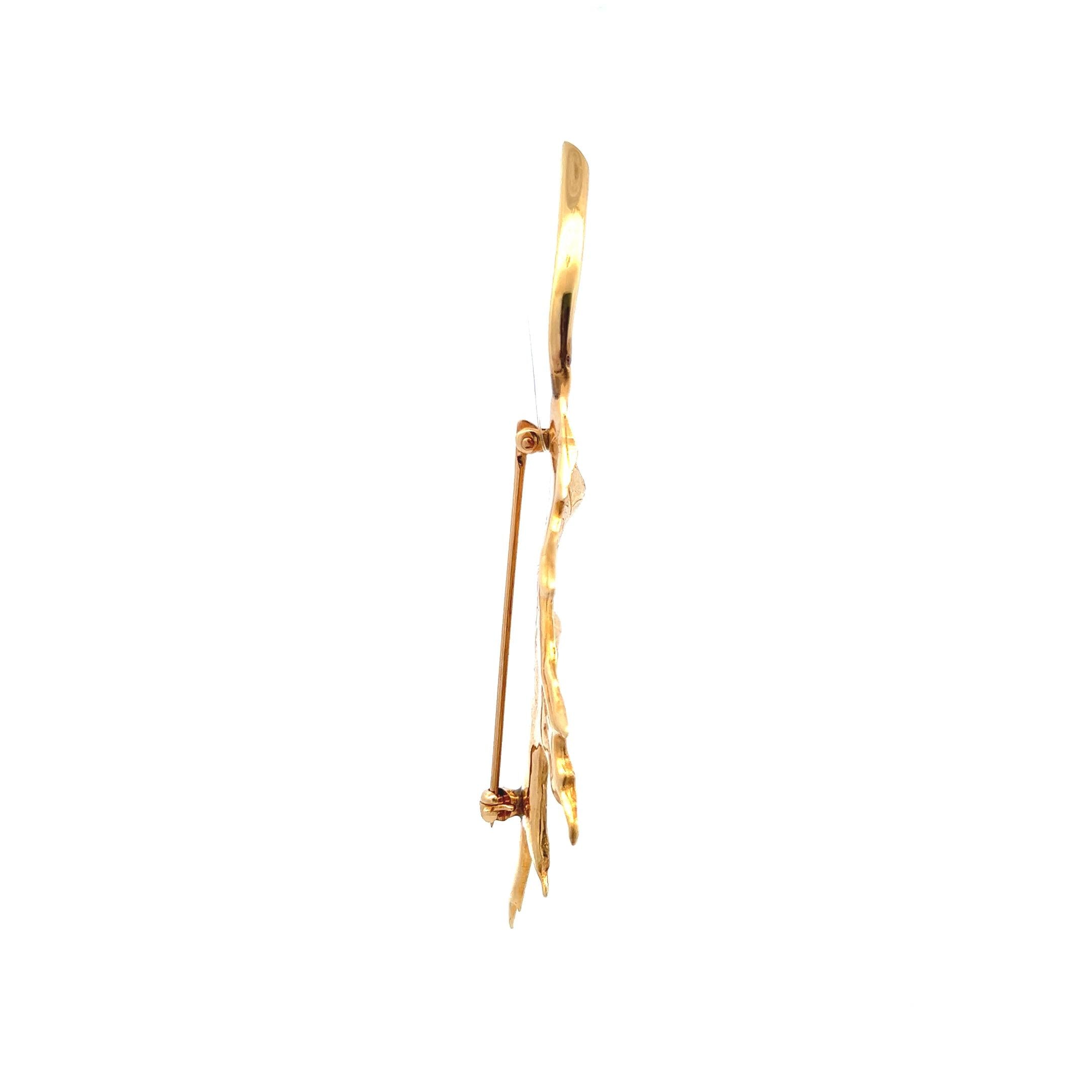 Tiffany & Co Vintage 11.30 Grams 14 Karat Yellow Gold Leaf Pin Brooch
