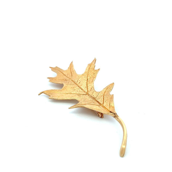 Tiffany & Co Vintage 11.30 Grams 14 Karat Yellow Gold Leaf Pin Brooch