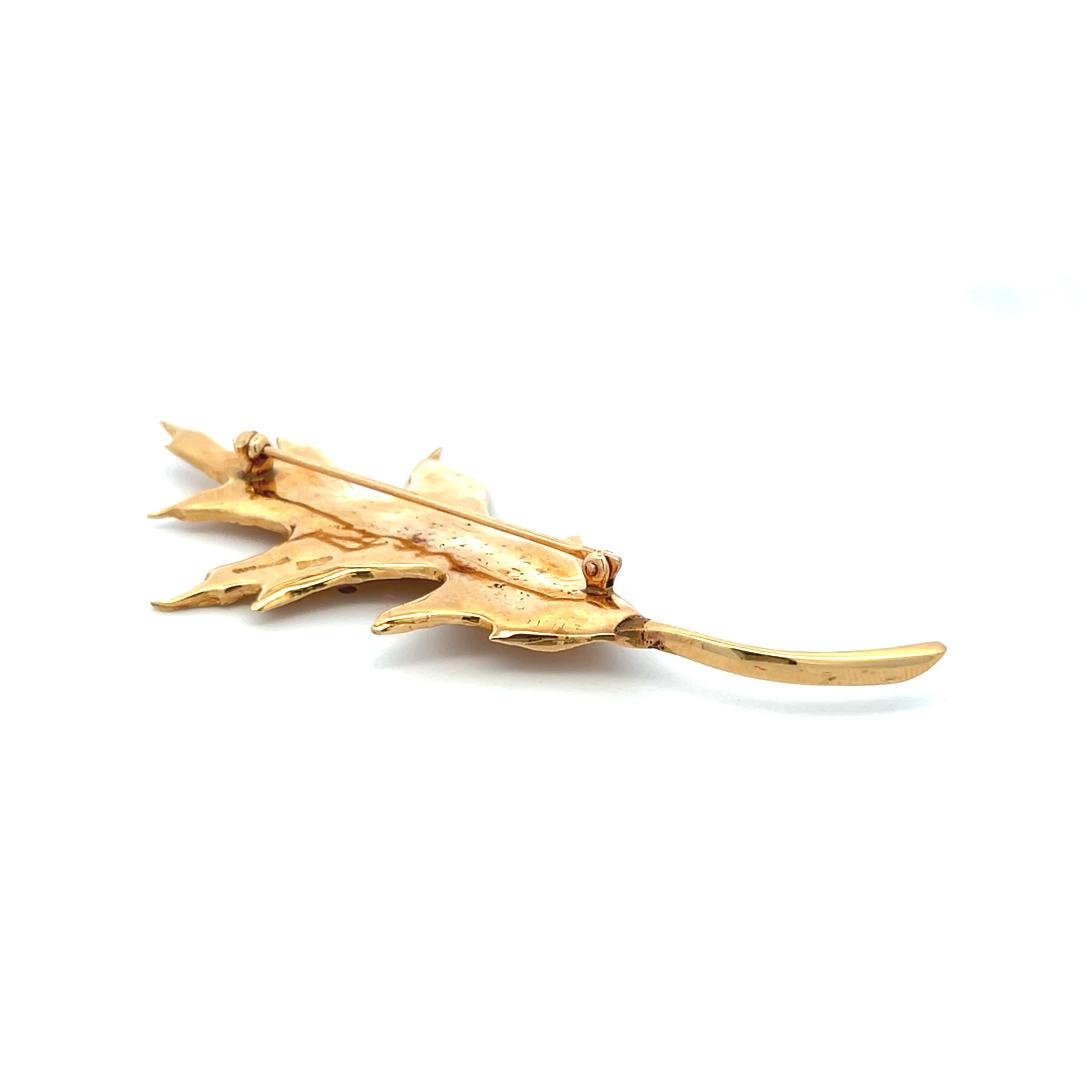 Tiffany & Co Vintage 11.30 Grams 14 Karat Yellow Gold Leaf Pin Brooch