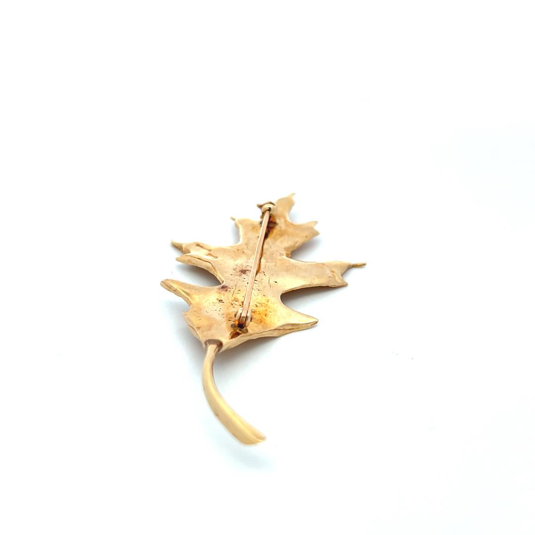 Tiffany & Co Vintage 11.30 Grams 14 Karat Yellow Gold Leaf Pin Brooch