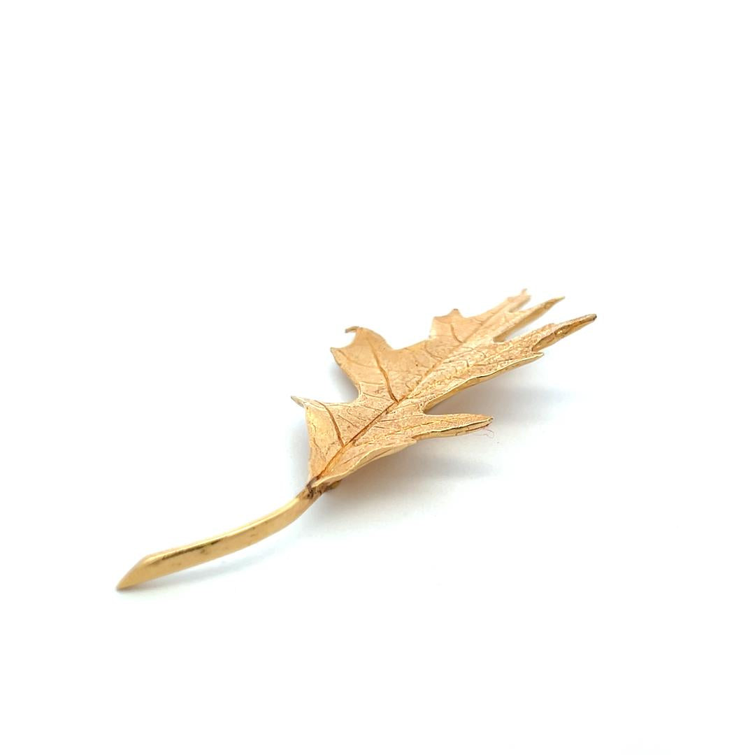 Tiffany & Co Vintage 11.30 Grams 14 Karat Yellow Gold Leaf Pin Brooch