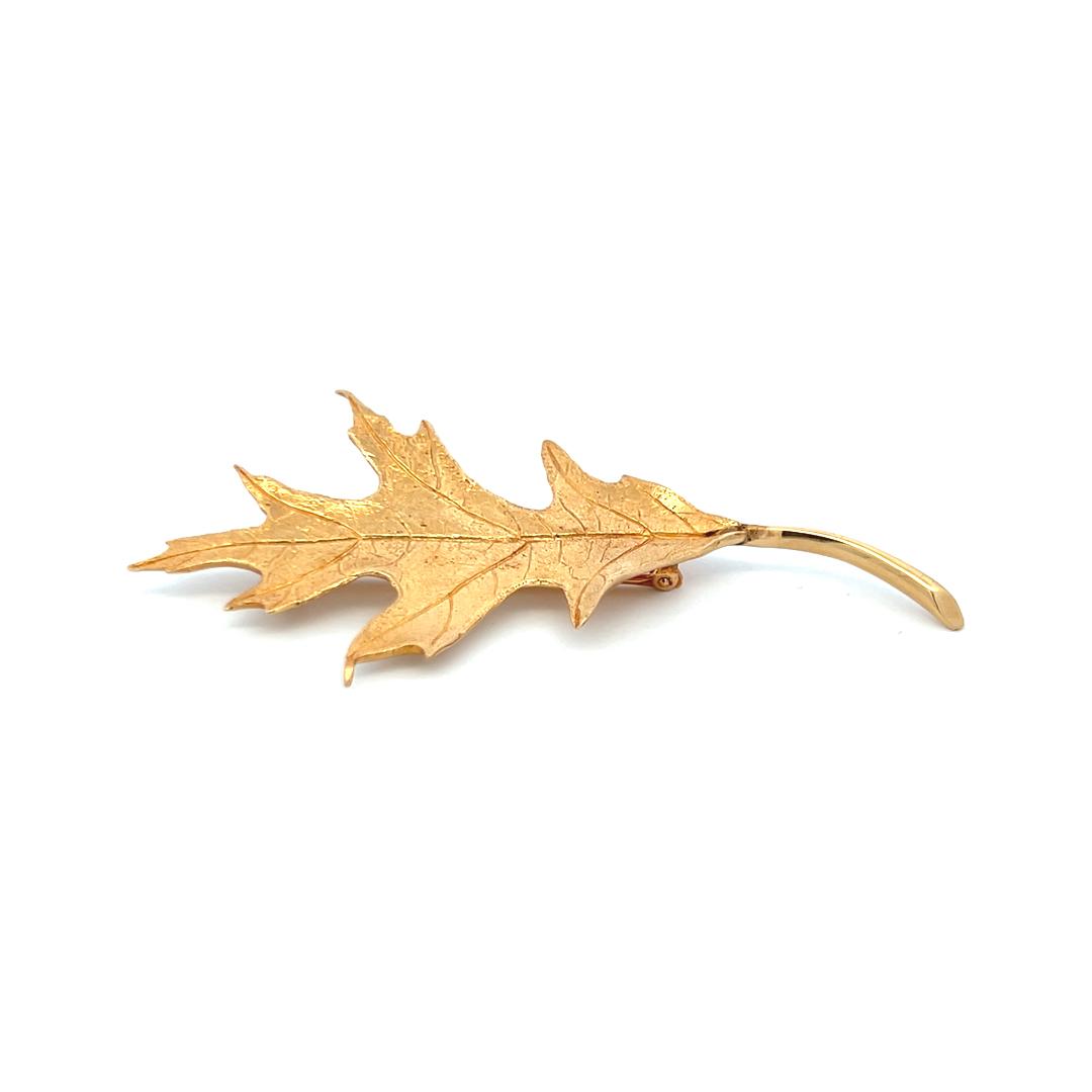 Tiffany & Co Vintage 11.30 Grams 14 Karat Yellow Gold Leaf Pin Brooch
