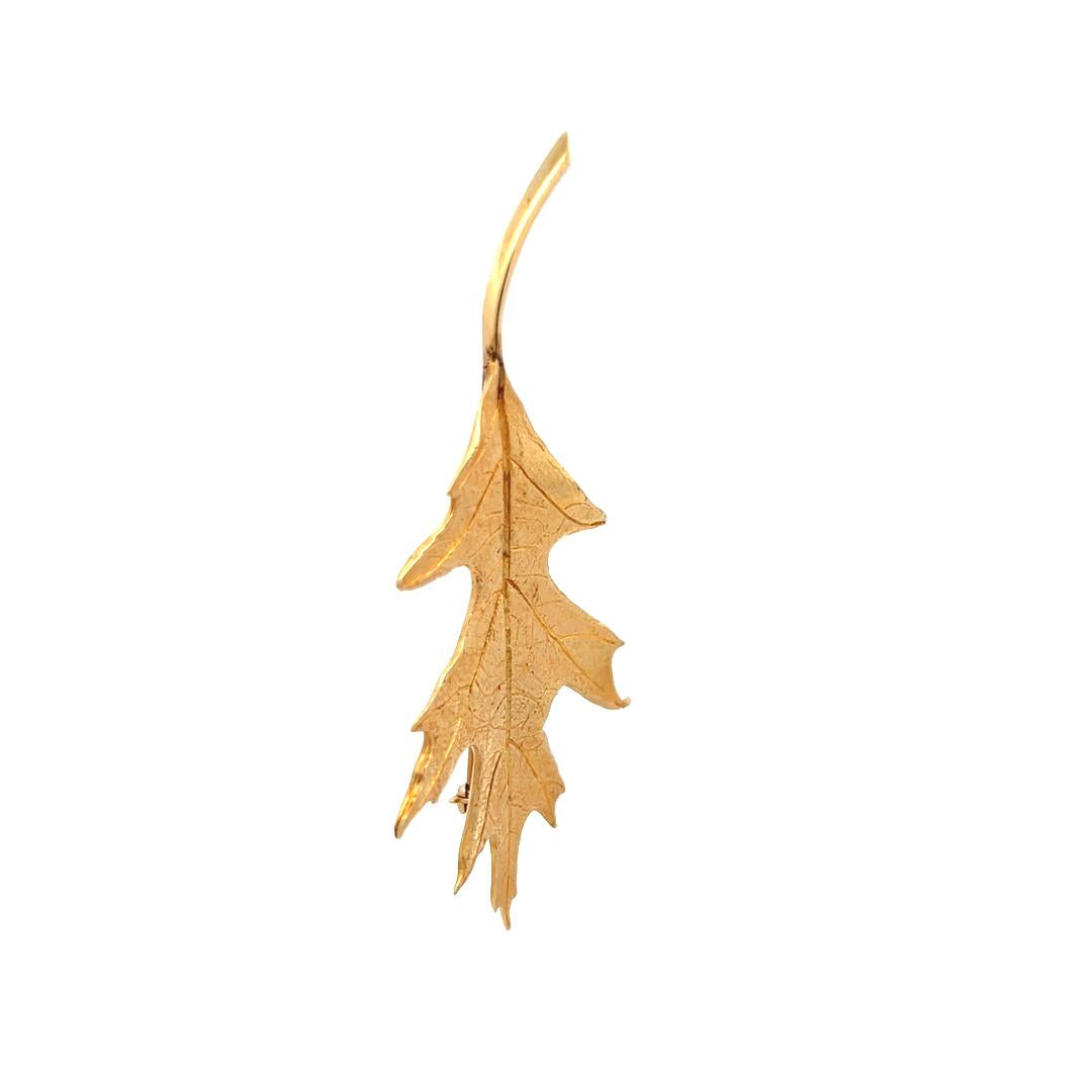 Tiffany & Co Vintage 11.30 Grams 14 Karat Yellow Gold Leaf Pin Brooch