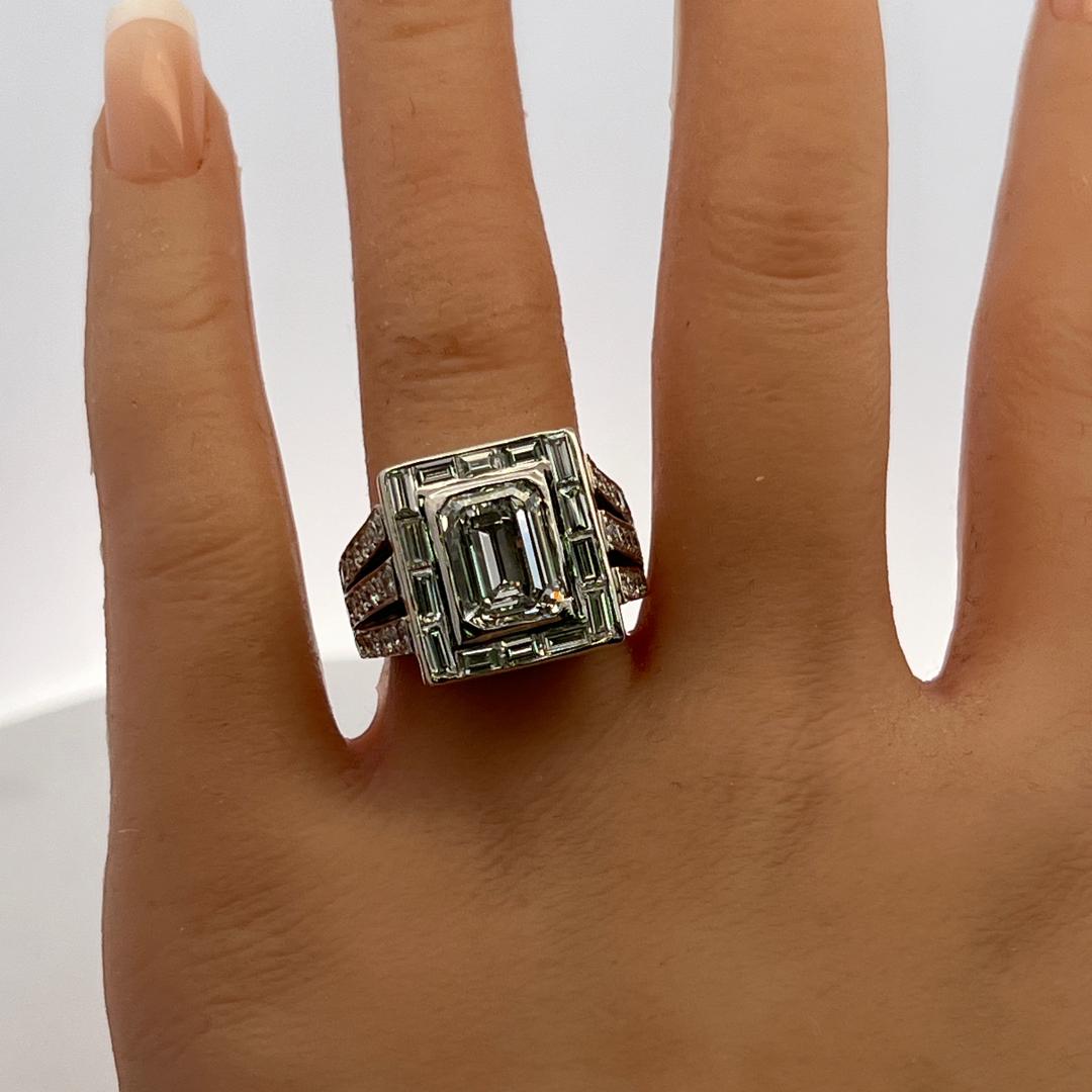 Platinum Engagement Ring with 4.14ct Lab-Grown and 2.7ct Natural Diamonds