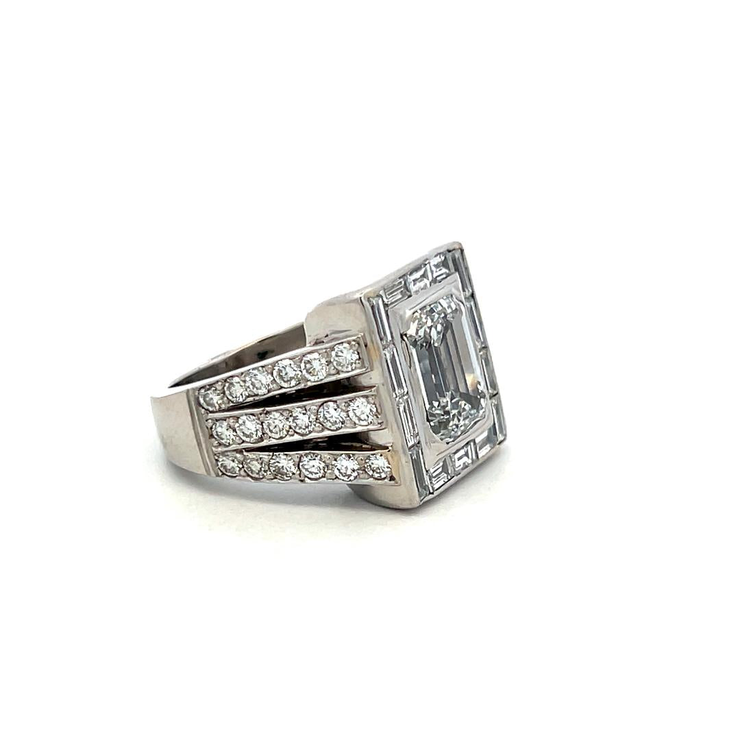 Platinum Engagement Ring with 4.14ct Lab-Grown and 2.7ct Natural Diamonds