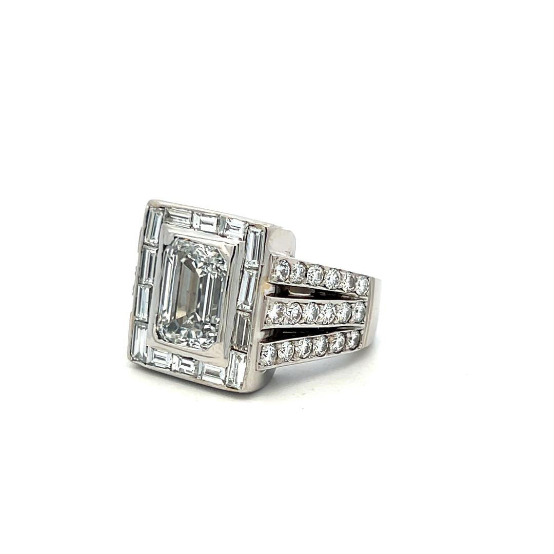 Platinum Engagement Ring with 4.14ct Lab-Grown and 2.7ct Natural Diamonds