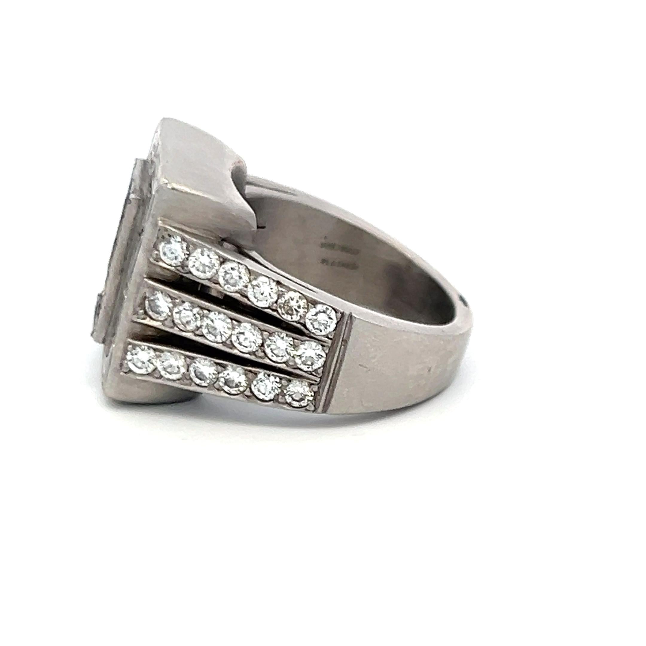 2.70ct Round Brilliant & Emerald Cut Diamond Platinum Semi-Mount Ring (H VS)