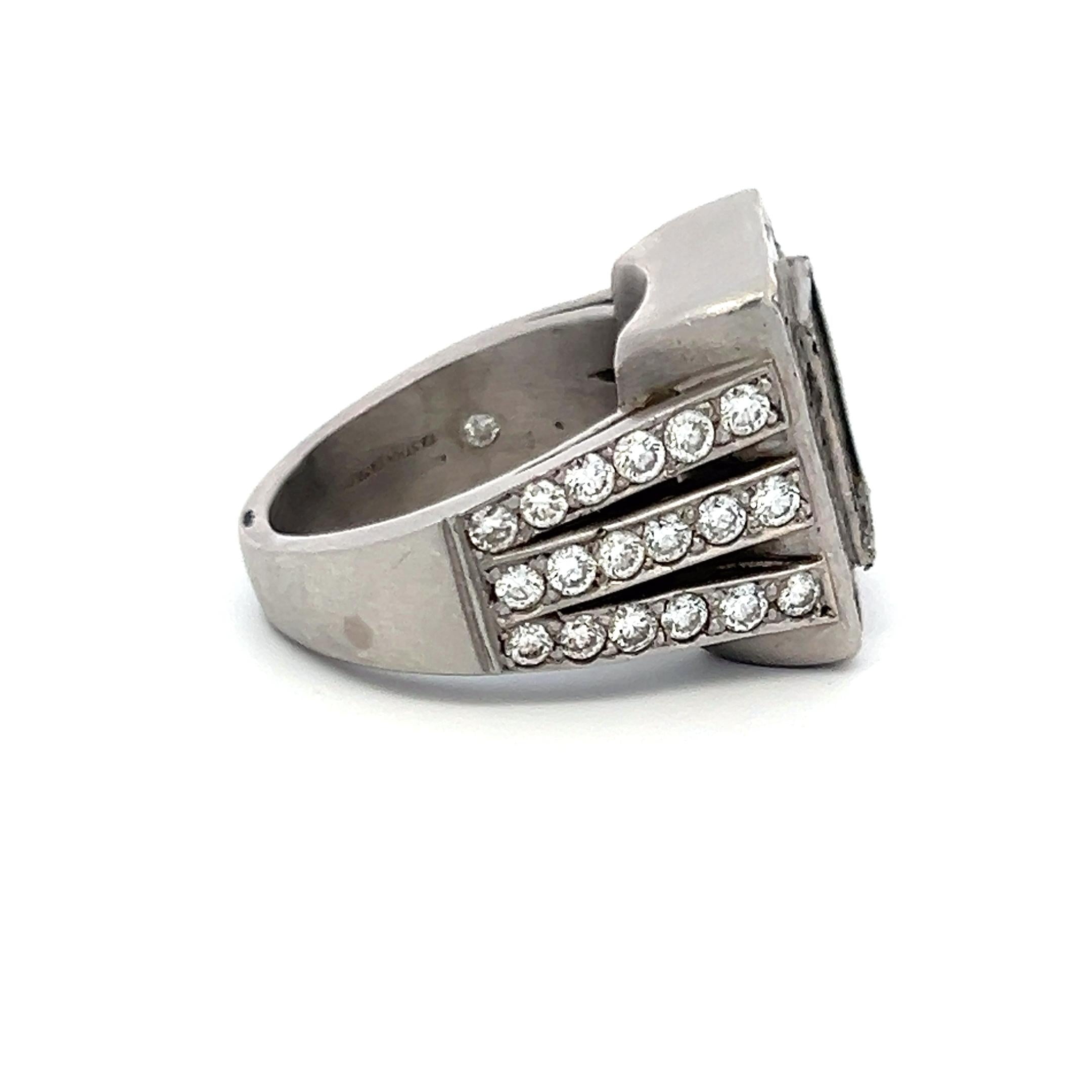 2.70ct Round Brilliant & Emerald Cut Diamond Platinum Semi-Mount Ring (H VS)