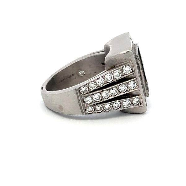 2.70ct Round Brilliant & Emerald Cut Diamond Platinum Semi-Mount Ring (H VS)