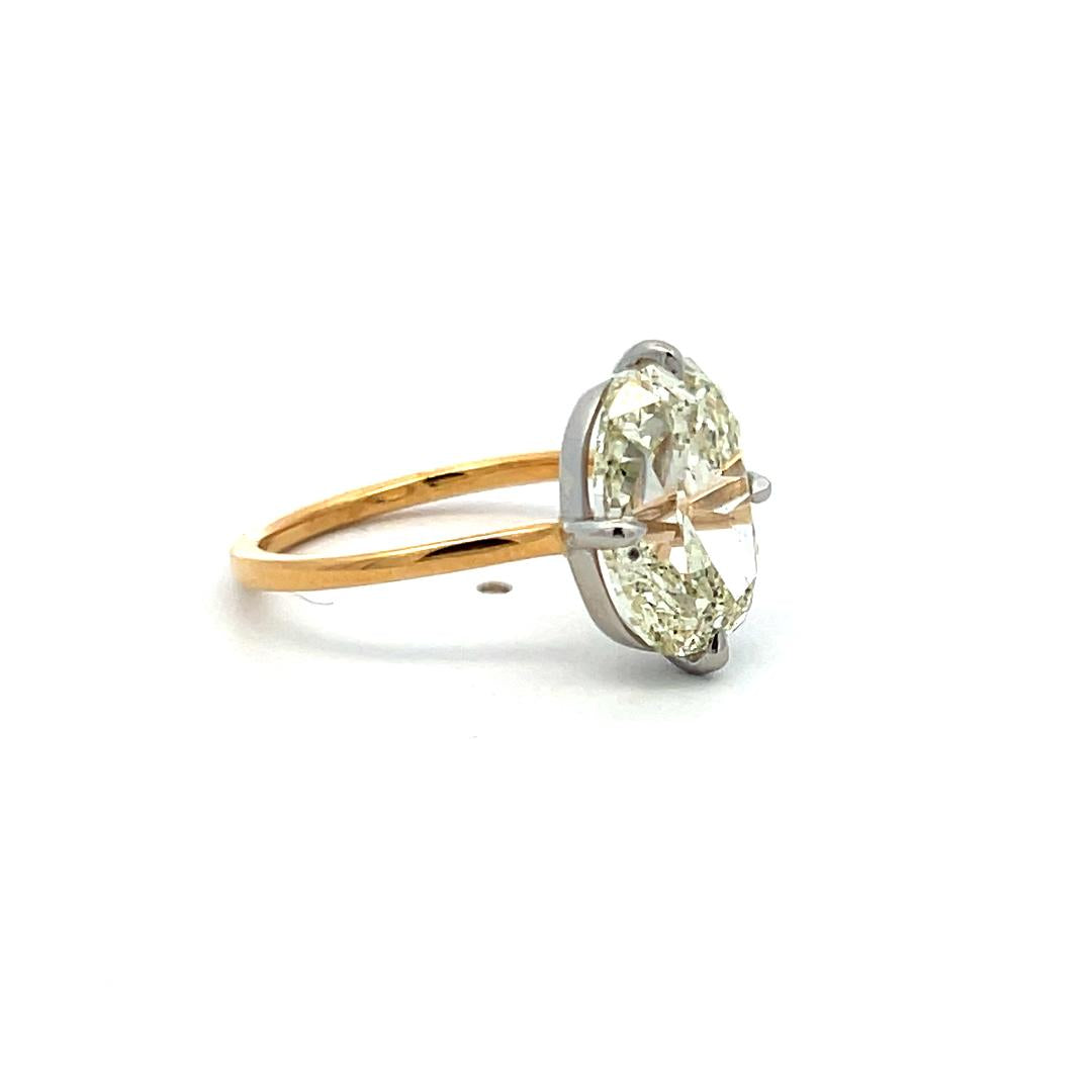 Two Tone Gold/Plat Engagement Ring with 4.68 Carat Old Miner Cut Diamond GIA