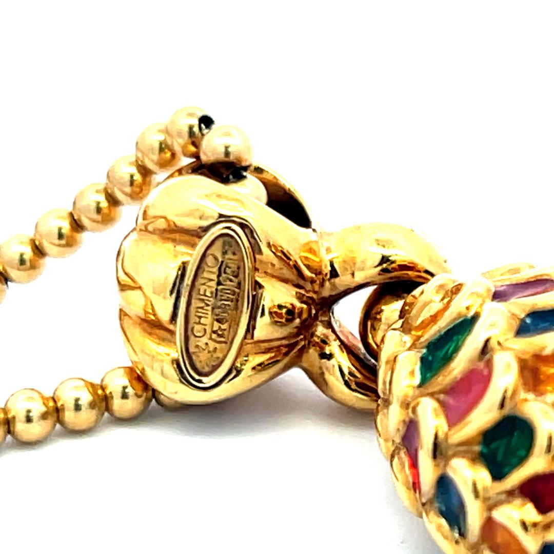 Vintage 18K Yellow Gold Enamel Pendant Necklace – 12.50g, 18 Inches