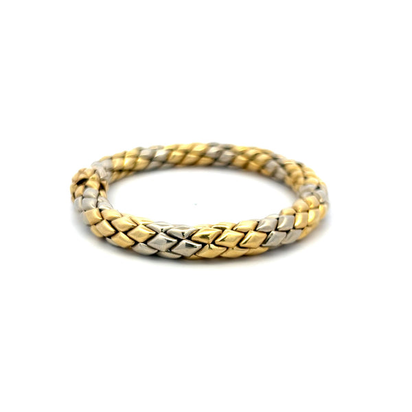 Vintage 18K Two-Tone Gold Woven Bracelet Weighing 35.30 Grams