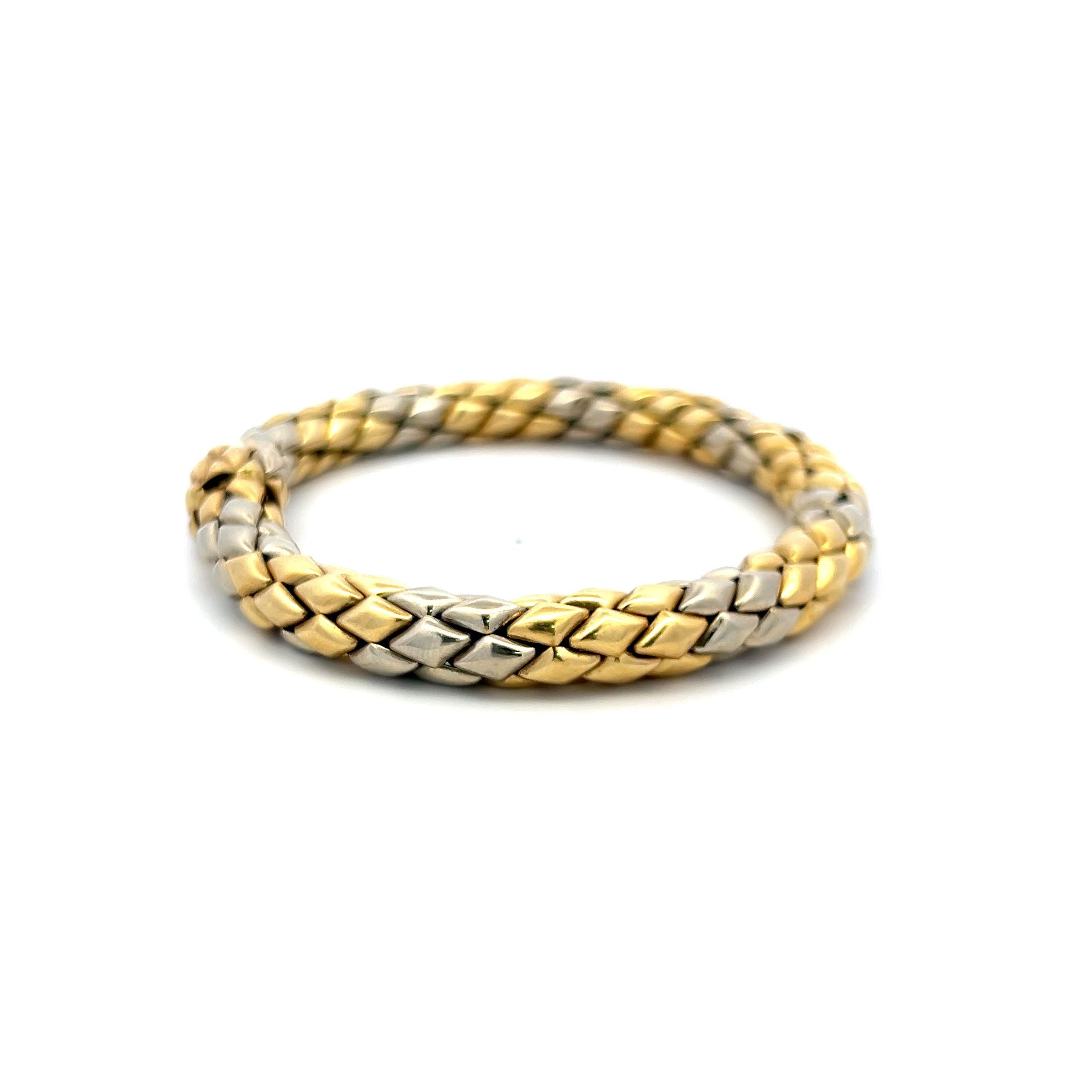 Vintage 18 Karat Two Tone Gold Woven Bracelet 8.25 Inch 35.3 Grams