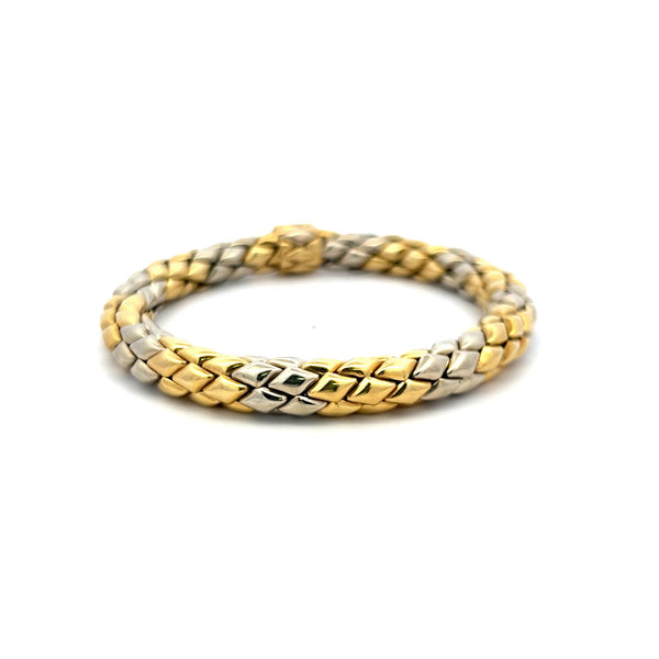 Vintage 18K Two-Tone Gold Woven Bracelet Weighing 35.30 Grams