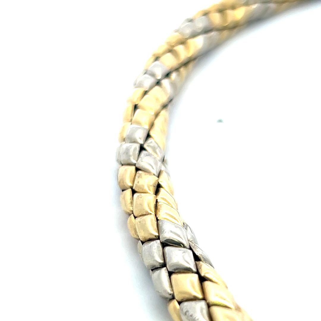 Vintage 18K Two-Tone Gold Woven Bracelet Weighing 35.30 Grams