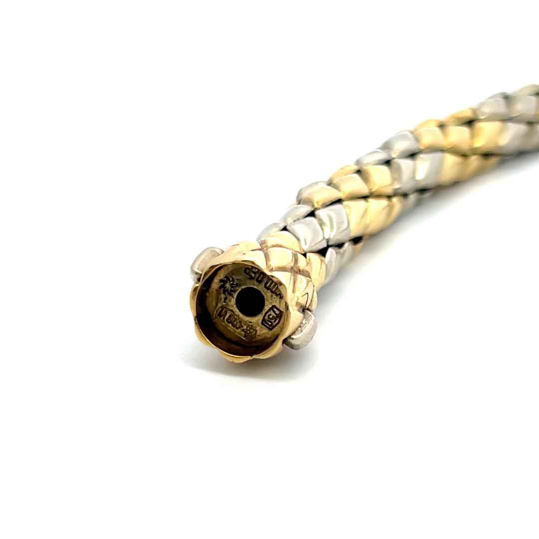 Vintage 18 Karat Two Tone Gold Woven Bracelet 8.25 Inch 35.3 Grams