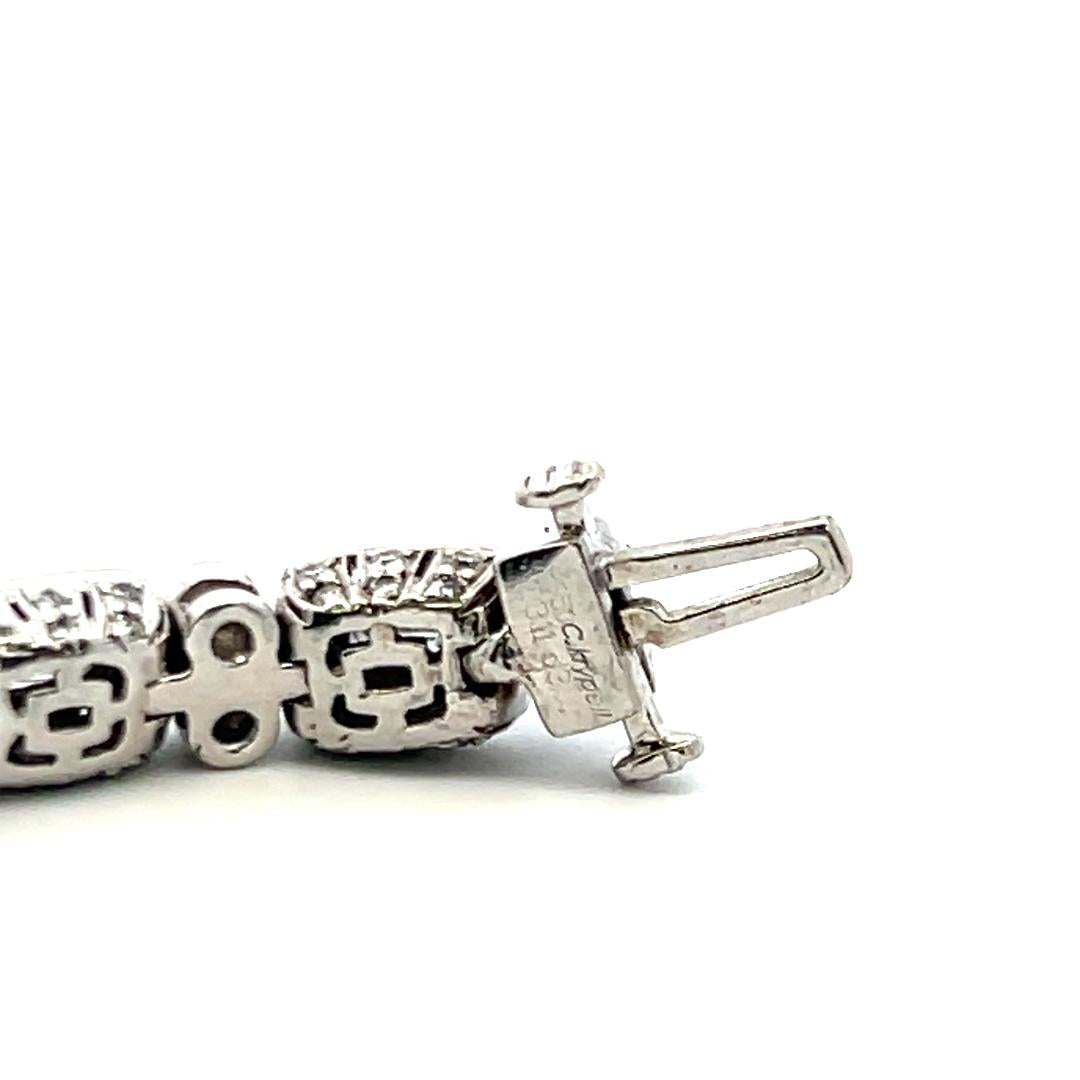 C. Krypell 6.03ct Emerald & Round Brilliant Diamond Platinum Tennis Bracelet