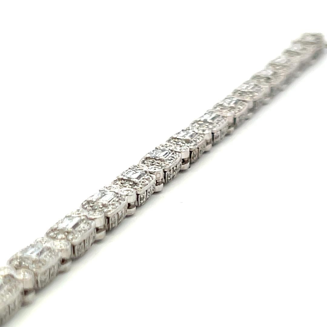 C. Krypell 6.03ct Emerald & Round Brilliant Diamond Platinum Tennis Bracelet