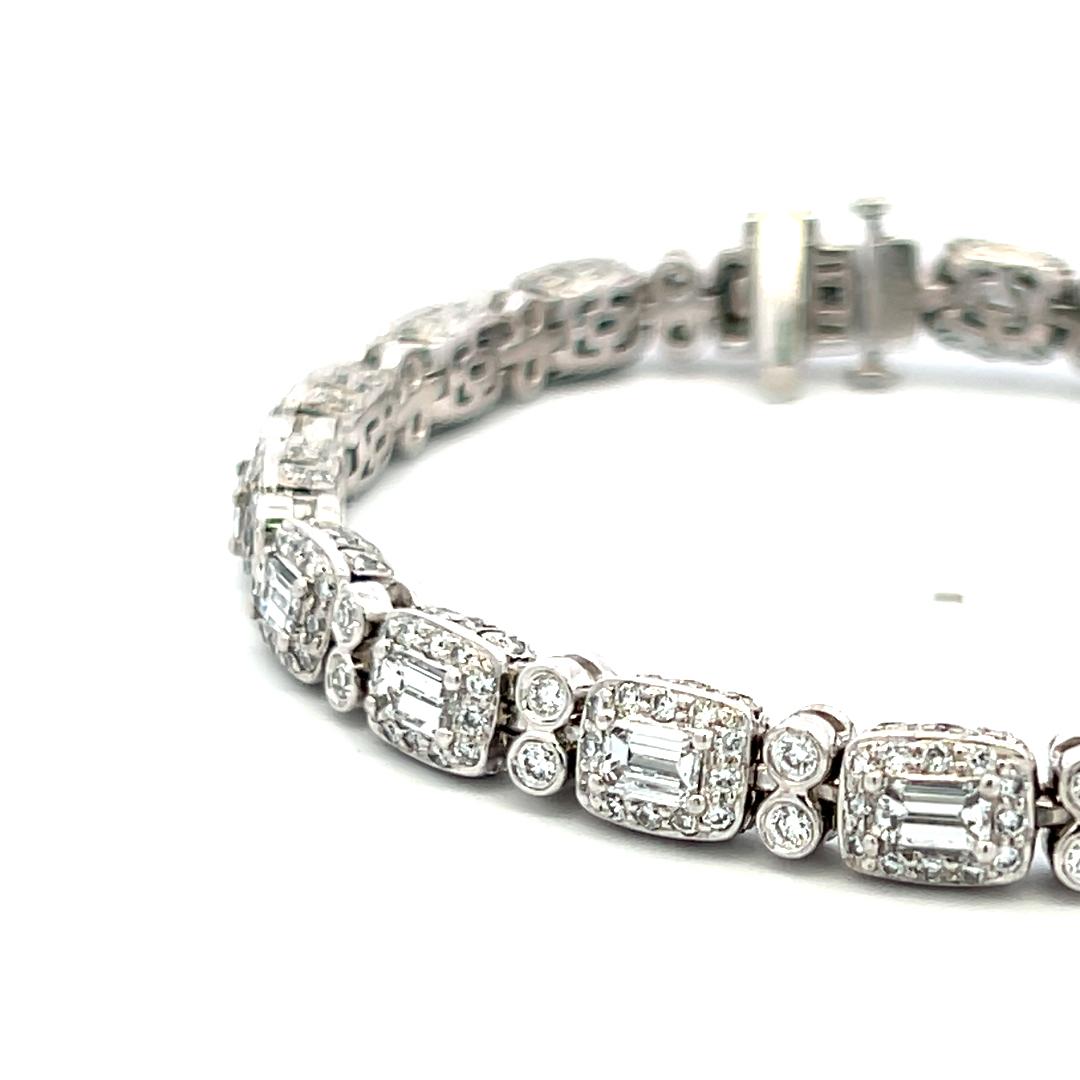 C. Krypell 6.03ct Emerald & Round Brilliant Diamond Platinum Tennis Bracelet