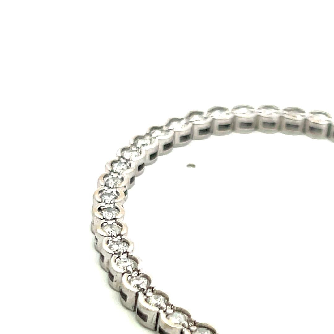 2.60ct Round Brilliant Diamond Tennis Bracelet in 14K White Gold (F SI)