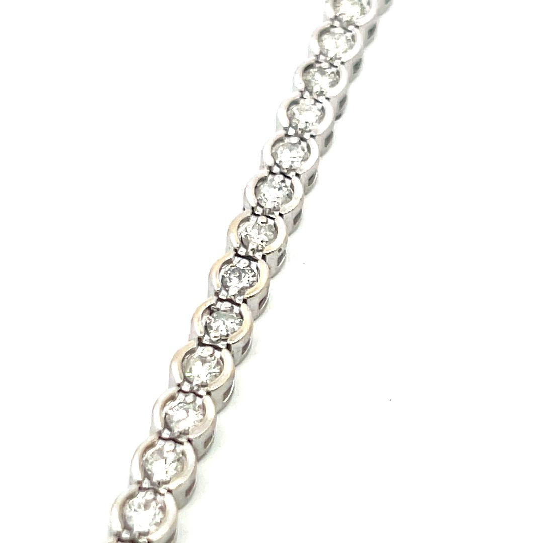 2.60ct Round Brilliant Diamond Tennis Bracelet in 14K White Gold (F SI)