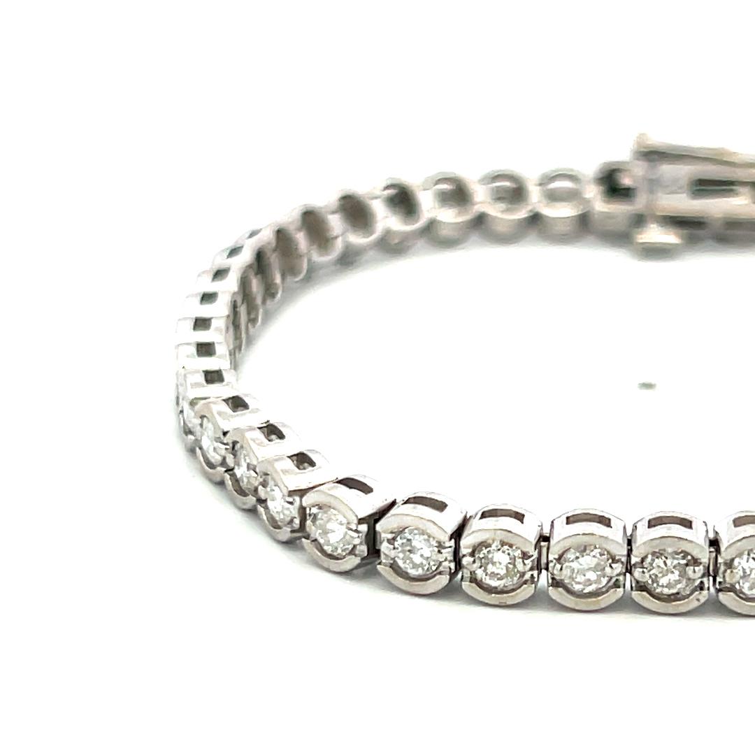 2.60ct Round Brilliant Diamond Tennis Bracelet in 14K White Gold (F SI)