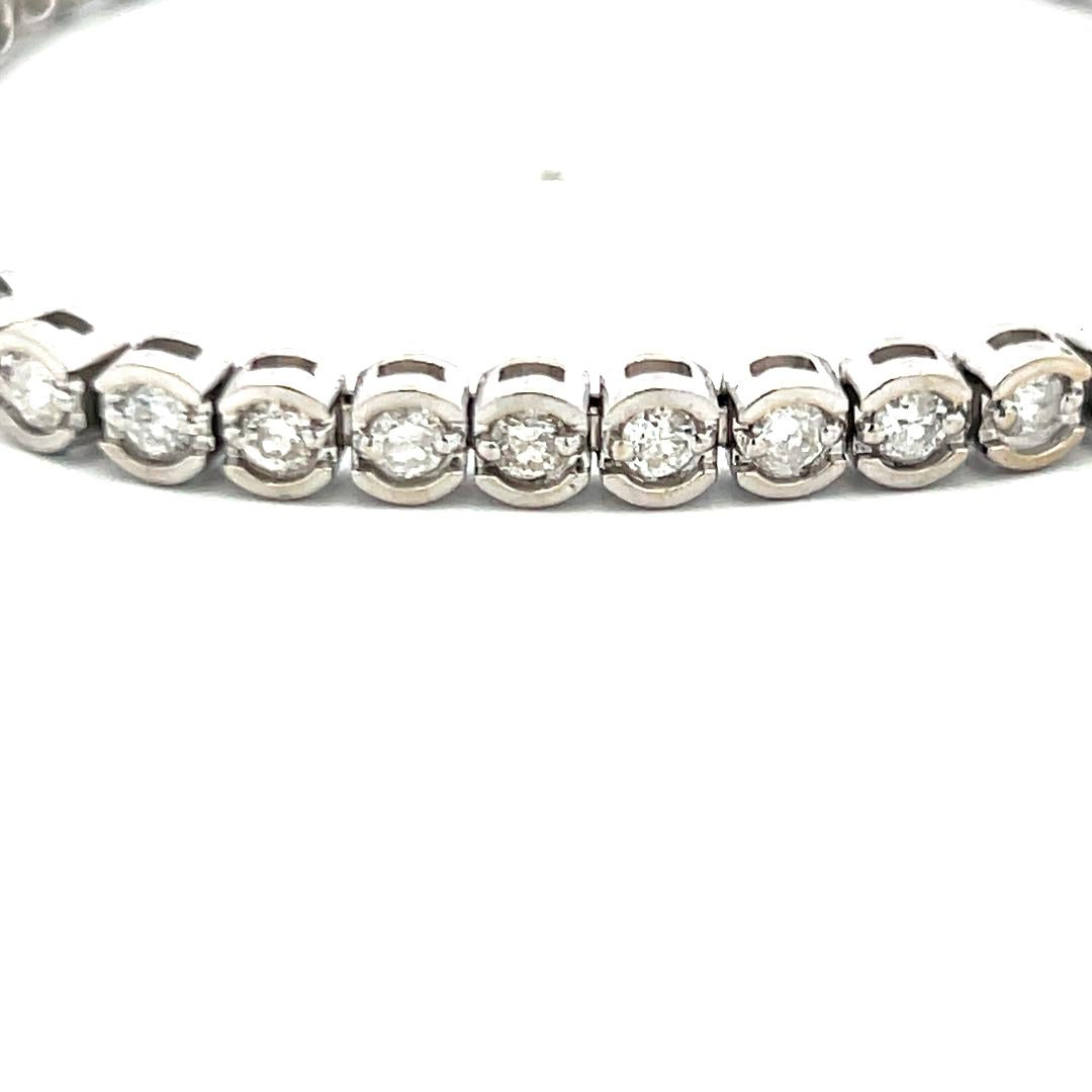 2.60ct Round Brilliant Diamond Tennis Bracelet in 14K White Gold (F SI)