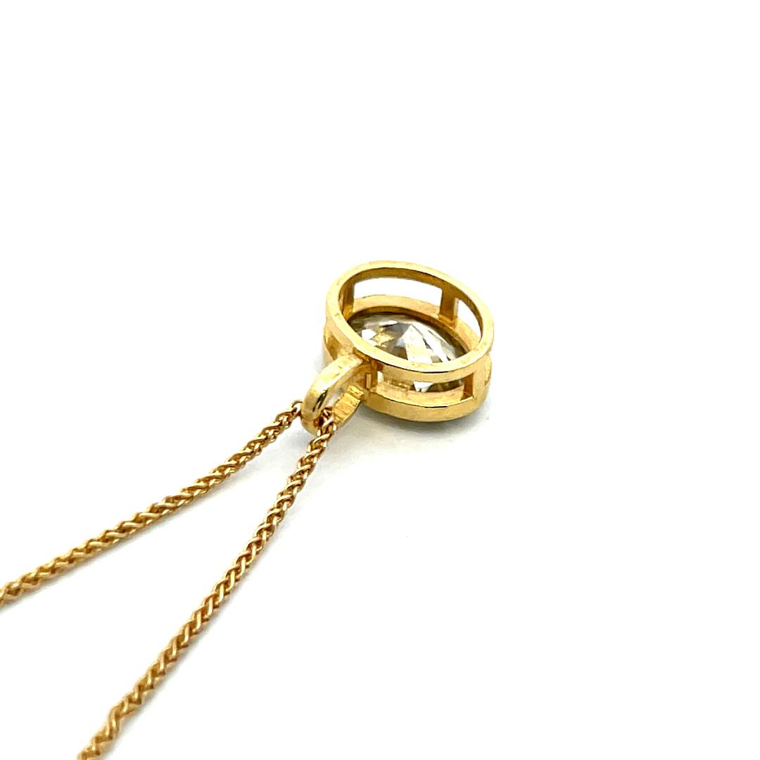 14K Yellow Gold Pendant Necklace with 2.25 Carat Oval Diamond FBY-SI1 GIA