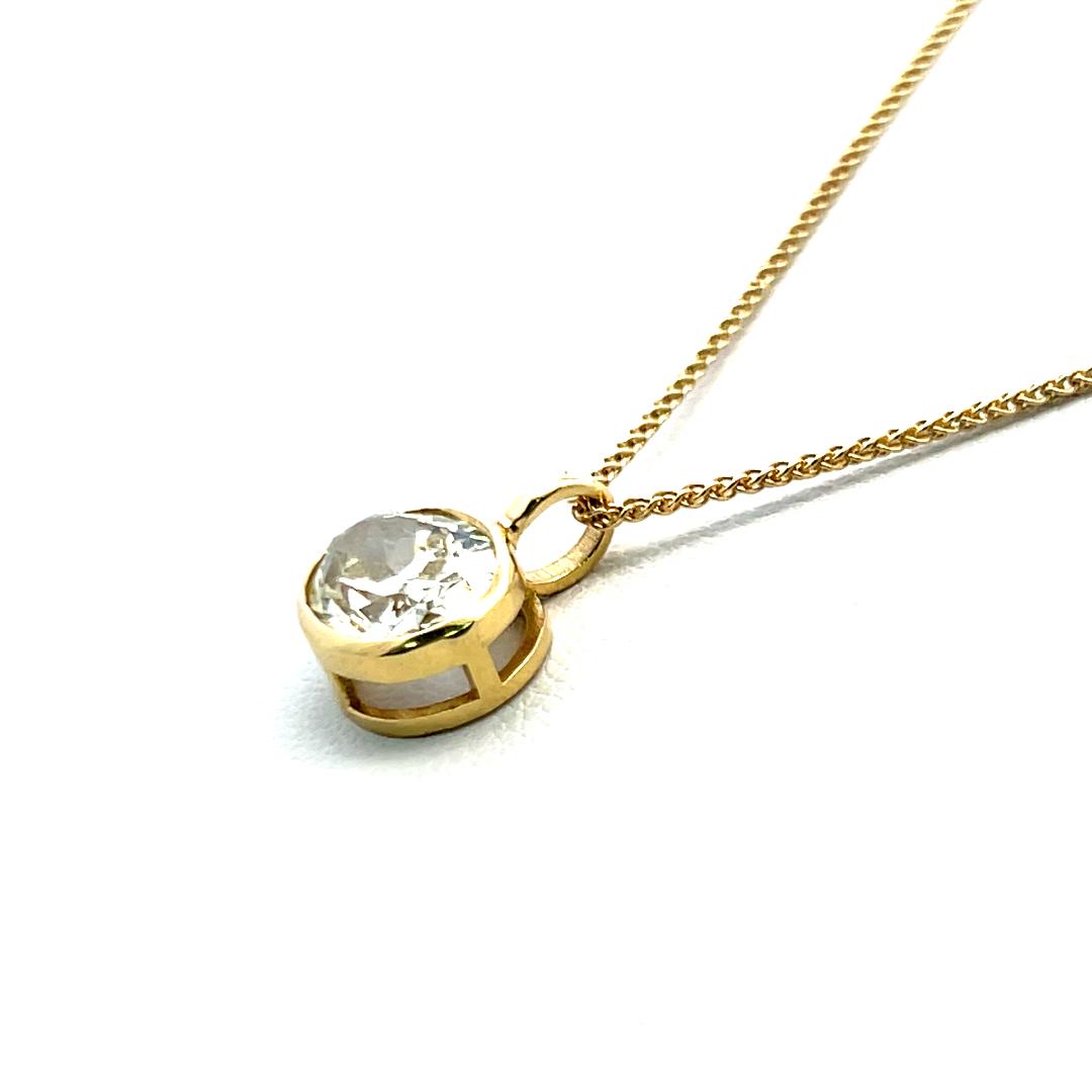 14K Yellow Gold Pendant Necklace with 2.25 Carat Oval Diamond FBY-SI1 GIA