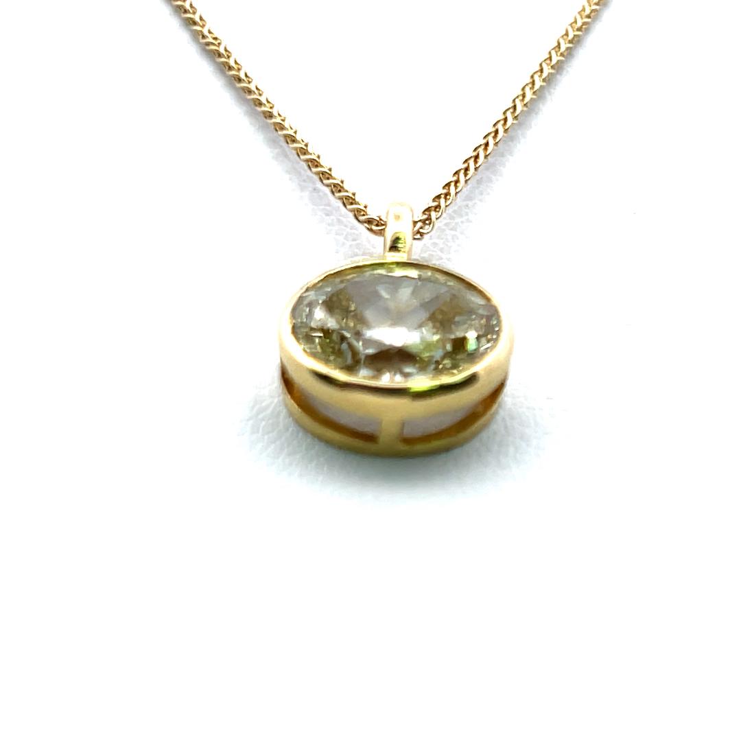 14K Yellow Gold Pendant Necklace with 2.25 Carat Oval Diamond FBY-SI1 GIA