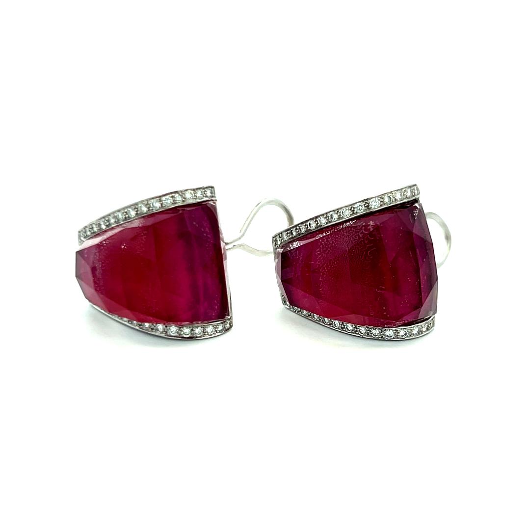 0.68ct Round Brilliant Diamond 18K White Gold Clip-On Earrings & Bangle (H SI)