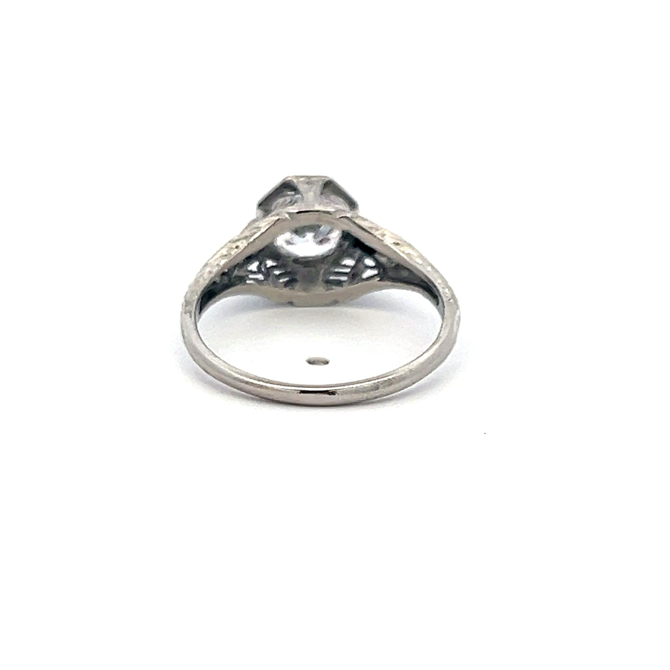 0.77ct Circular Brilliant Cut E SI2 Diamond Platinum Art Deco Engagement Ring