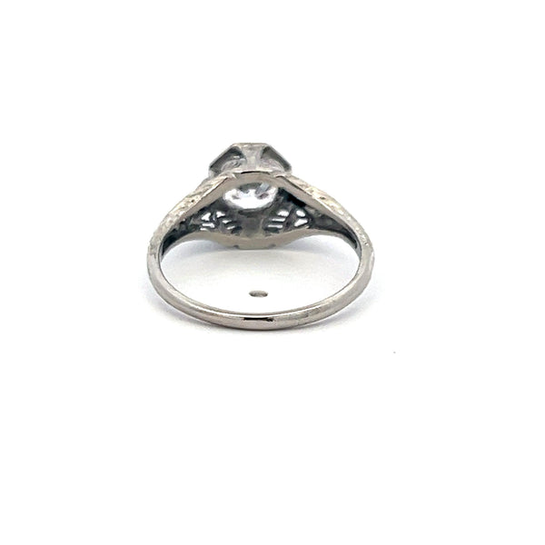 0.77ct Circular Brilliant Cut E SI2 Diamond Platinum Art Deco Engagement Ring
