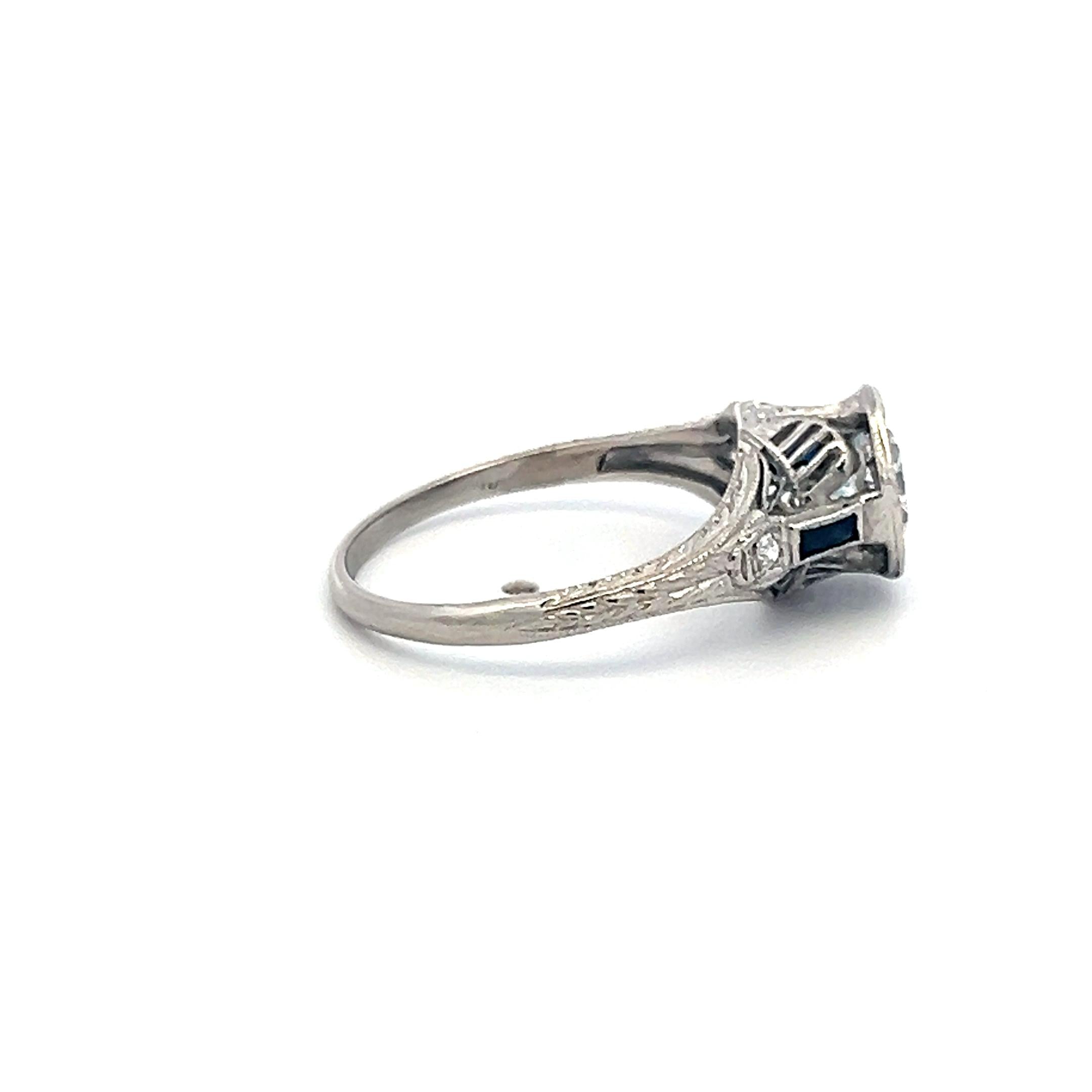0.77ct Circular Brilliant Cut E SI2 Diamond Platinum Art Deco Engagement Ring