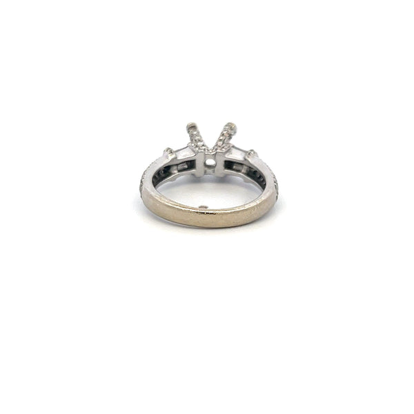 0.69ct Round Brilliant & Baguette Diamond Semi-Mount Ring in 14K White Gold