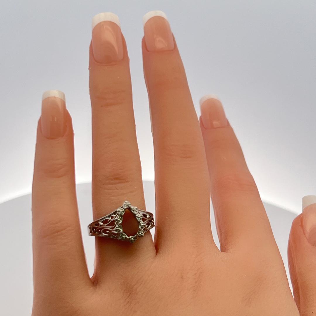Vintage Platinum Filigree Semi-Mount Art Deco Ring – Holds 1.25ct+ Pear Shape