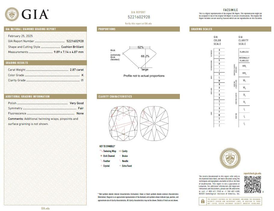 3.43ct Cushion & Old European Cut Diamond Two-Tone 18K Gold Engagement Ring