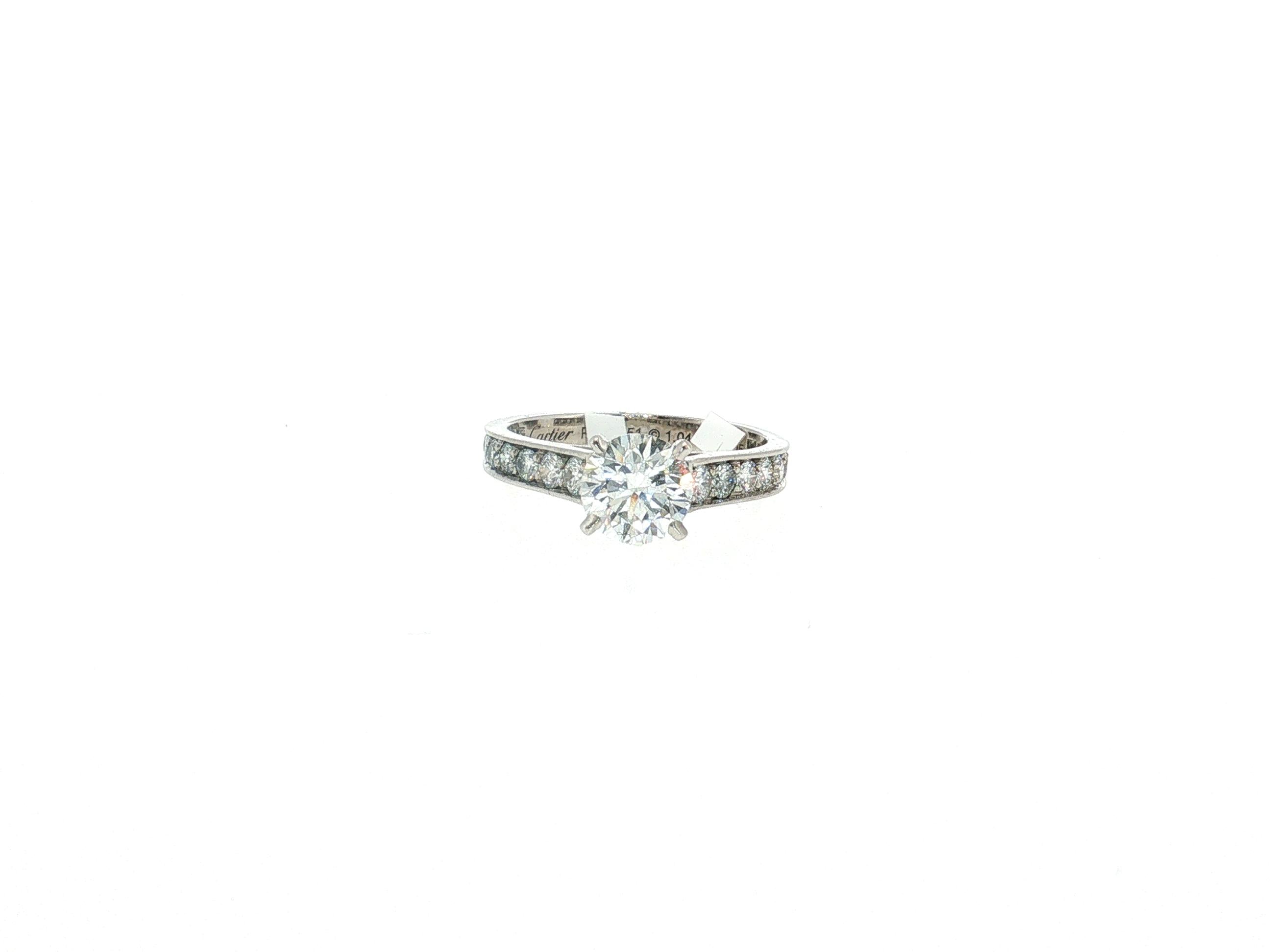 Cartier Platinum Engagement Ring with 1.64 Carat Round Diamonds F-VVS1 GIA