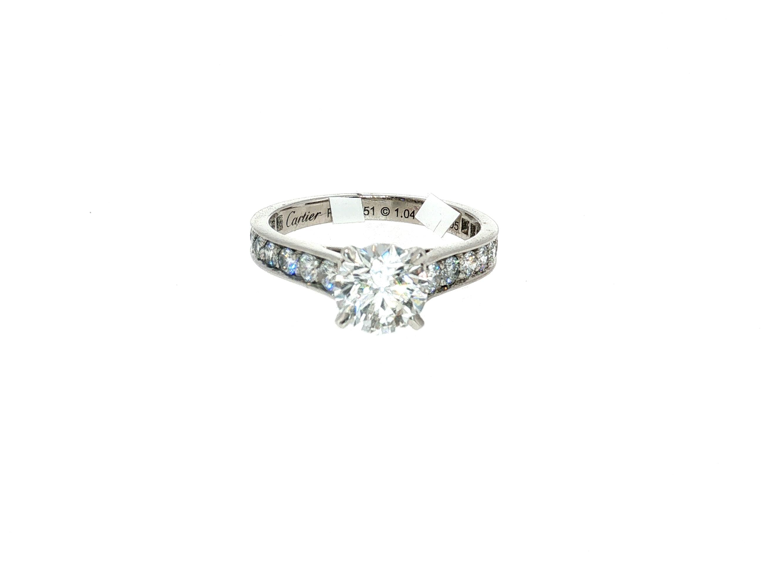 Cartier Platinum Engagement Ring with 1.64 Carat Round Diamonds F-VVS1 GIA
